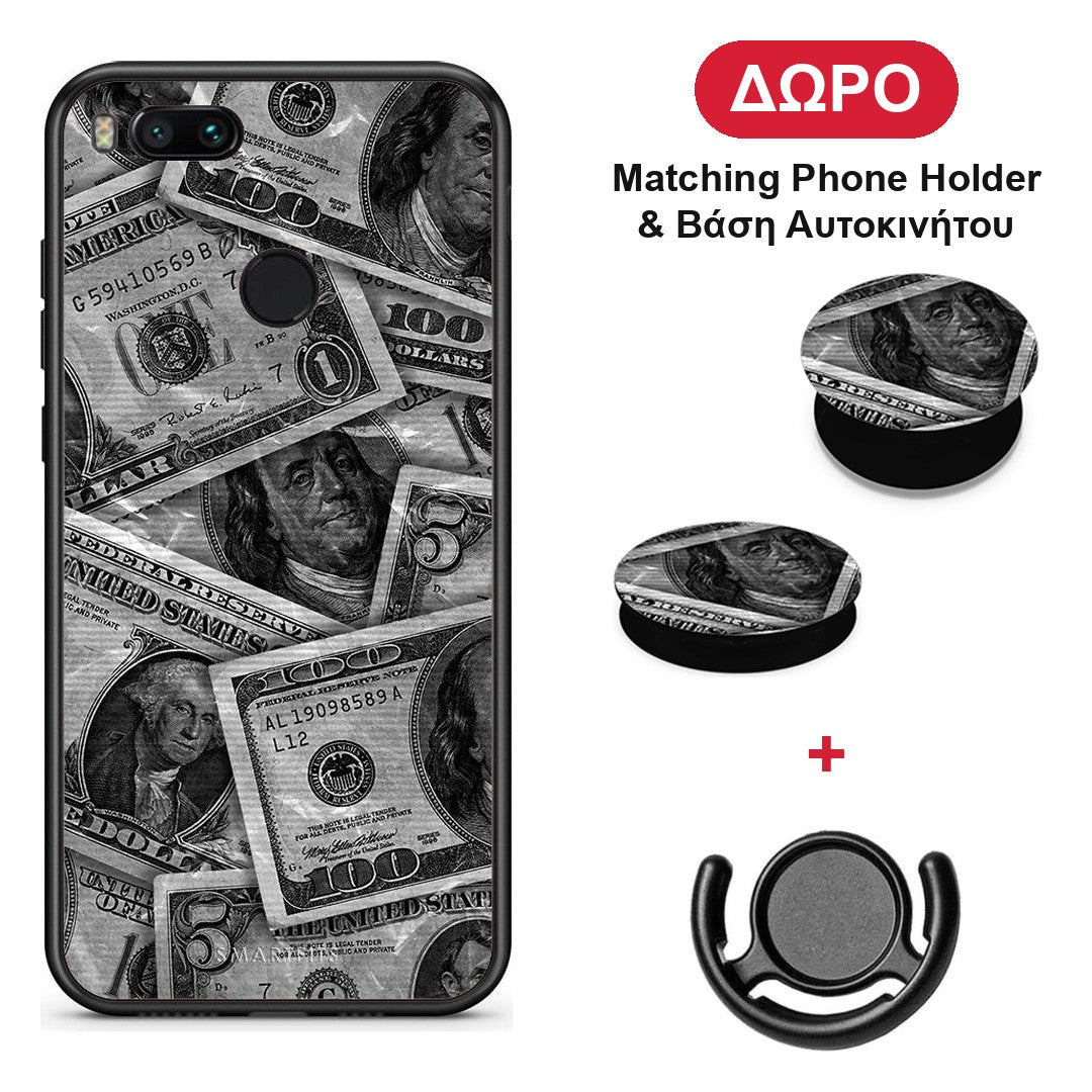 Money Dollars - Xiaomi Mi A1 θήκη + Δώρο Phone Holder & Βάση Αυτοκινήτου