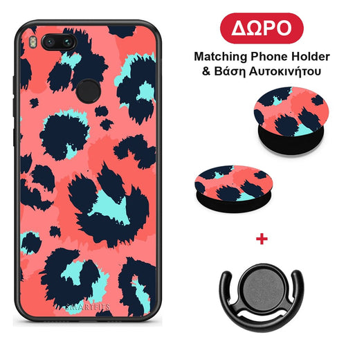 Animal Pink Leopard - Xiaomi Mi A1 θήκη + Δώρο Phone Holder & Βάση Αυτοκινήτου