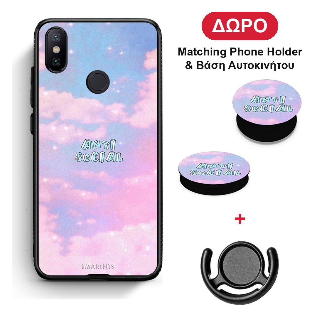 Anti Social - Xiaomi Mi A2 θήκη + Δώρο Phone Holder & Βάση Αυτοκινήτου