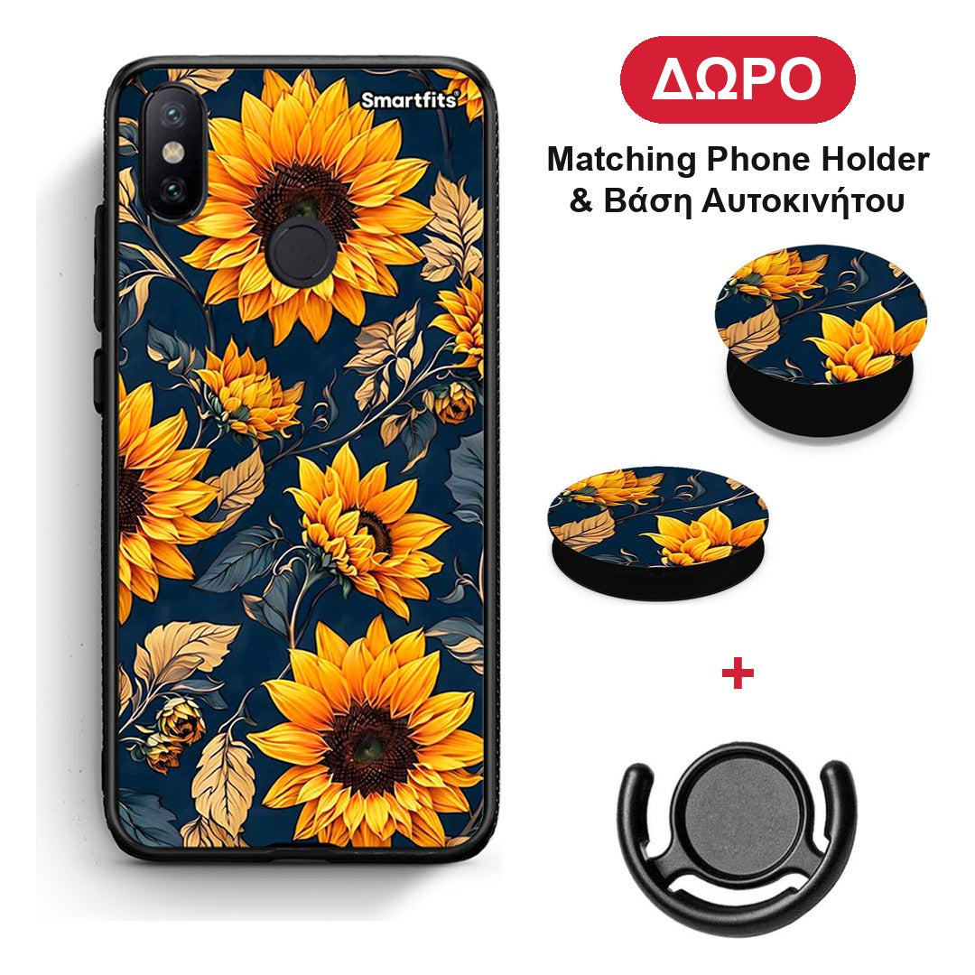 Autumn Sunflowers - Xiaomi Mi A2 θήκη + Δώρο Phone Holder & Βάση Αυτοκινήτου