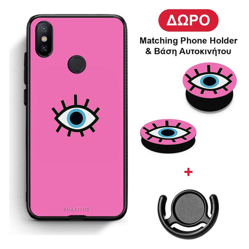 Blue Eye Pink - Xiaomi Mi A2 θήκη + Δώρο Phone Holder & Βάση Αυτοκινήτου