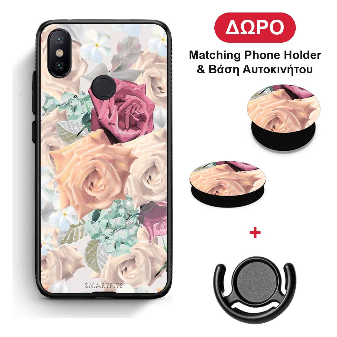Floral Bouquet - Xiaomi Mi A2 θήκη + Δώρο Phone Holder & Βάση Αυτοκινήτου