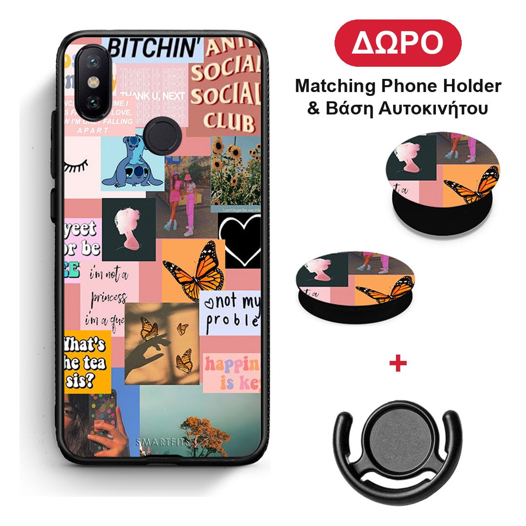 Collage Bitchin - Xiaomi Mi A2 θήκη + Δώρο Phone Holder & Βάση Αυτοκινήτου