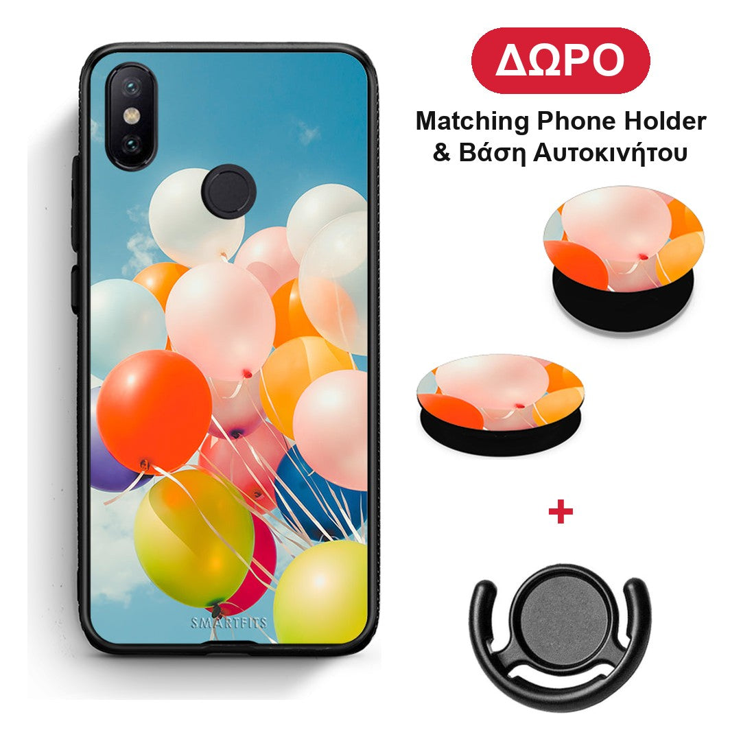 Colorful Balloons - Xiaomi Mi A2 θήκη + Δώρο Phone Holder & Βάση Αυτοκινήτου