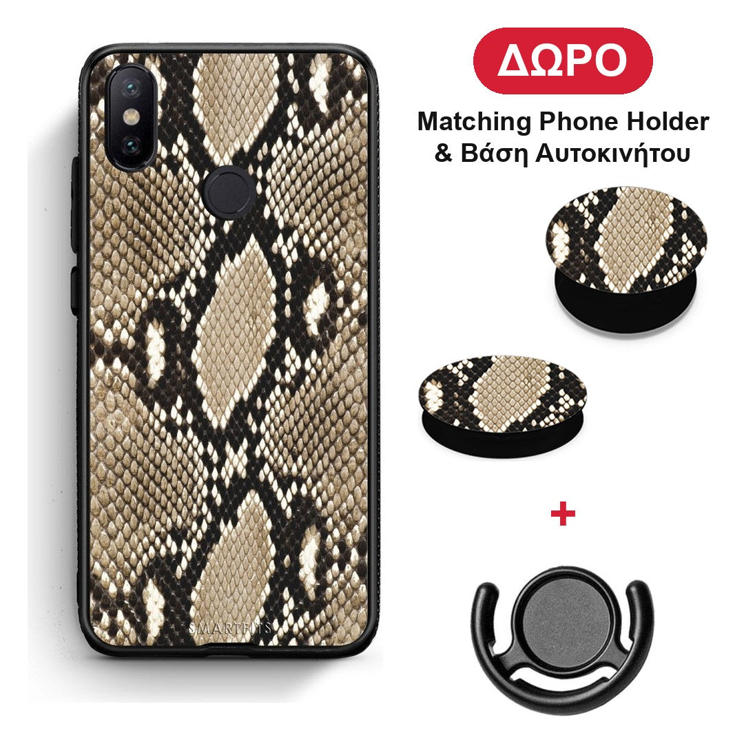 Animal Fashion Snake - Xiaomi Mi A2 θήκη + Δώρο Phone Holder & Βάση Αυτοκινήτου