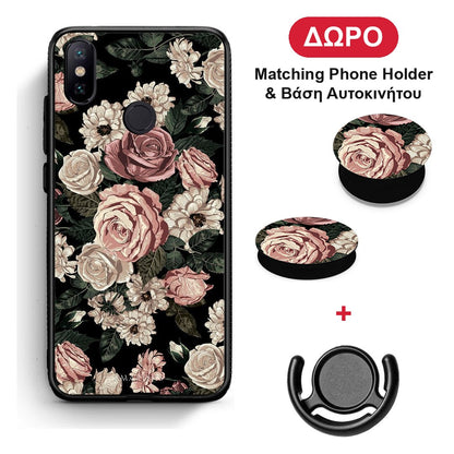 Flower Wild Roses - Xiaomi Mi A2 θήκη + Δώρο Phone Holder & Βάση Αυτοκινήτου