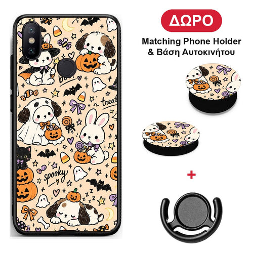 Halloween Puppies and Friends on Cream - Xiaomi Mi A2 θήκη + Δώρο Phone Holder & Βάση Αυτοκινήτου