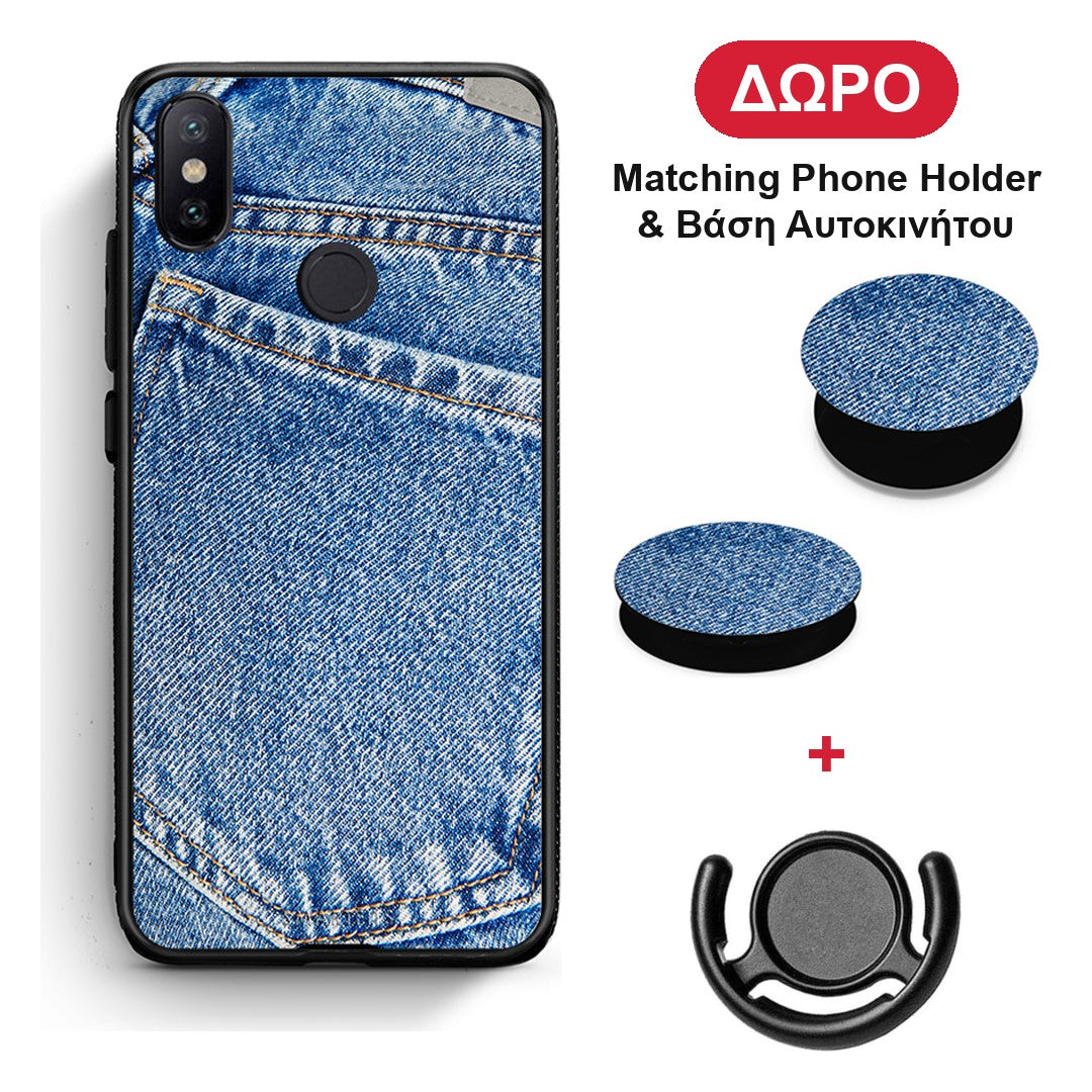 Jeans Pocket - Xiaomi Mi A2 θήκη + Δώρο Phone Holder & Βάση Αυτοκινήτου