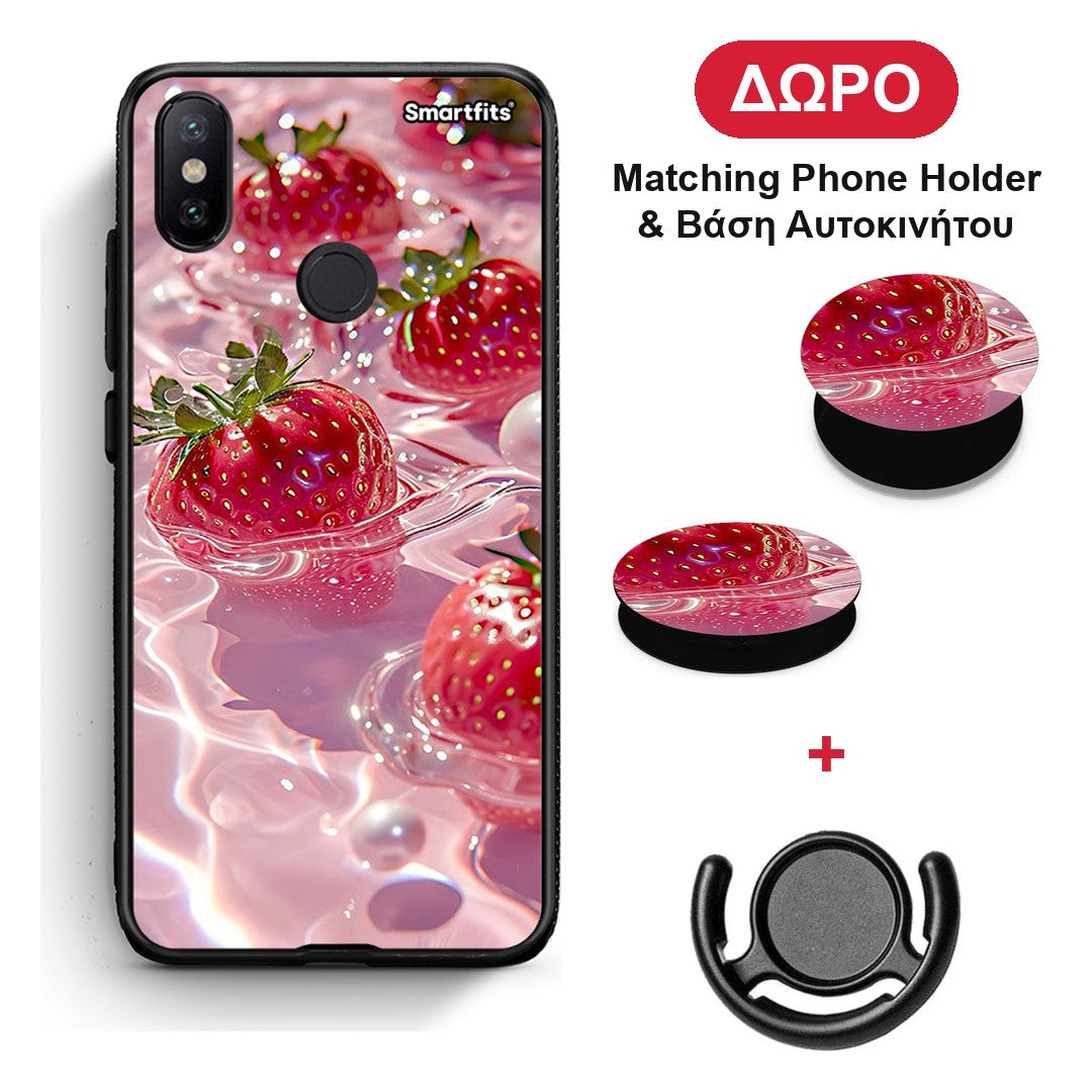 Juicy Strawberries - Xiaomi Mi A2 θήκη + Δώρο Phone Holder & Βάση Αυτοκινήτου