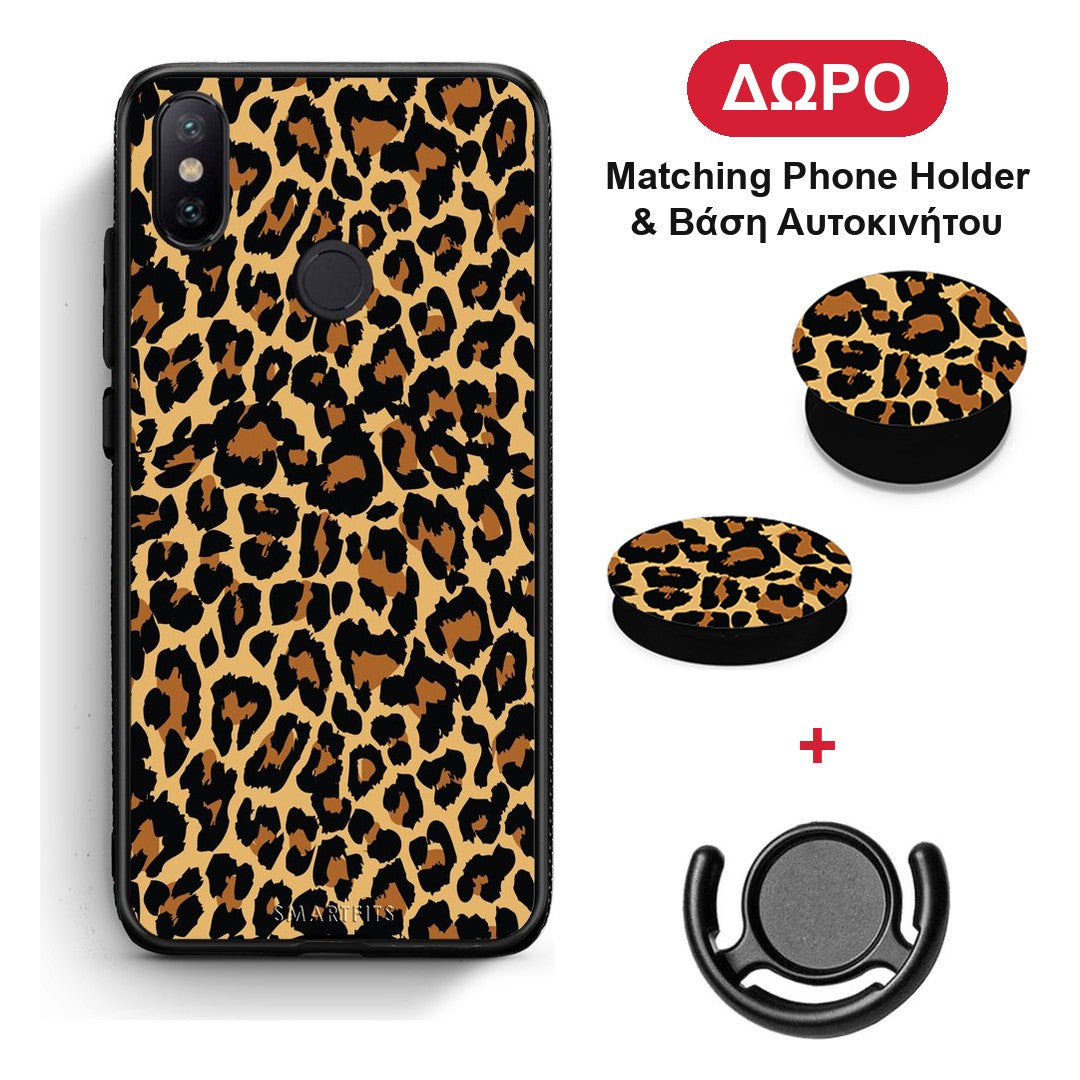 Animal Leopard - Xiaomi Mi A2 θήκη + Δώρο Phone Holder & Βάση Αυτοκινήτου