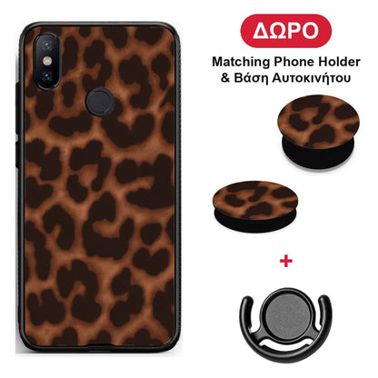 Leopard Print Dark Brown - Xiaomi Mi A2 θήκη + Δώρο Phone Holder & Βάση Αυτοκινήτου