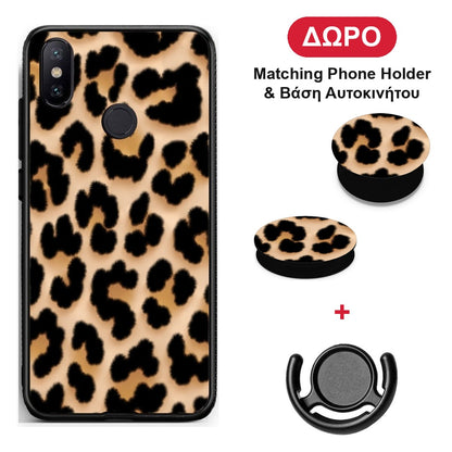 Leopard Print Tan Large - Xiaomi Mi A2 θήκη + Δώρο Phone Holder & Βάση Αυτοκινήτου