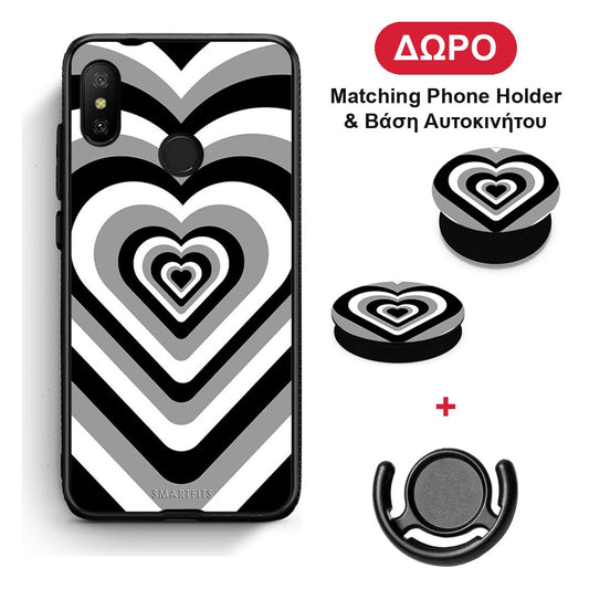 Black Hearts - Xiaomi Mi A2 Lite θήκη + Δώρο Phone Holder & Βάση Αυτοκινήτου