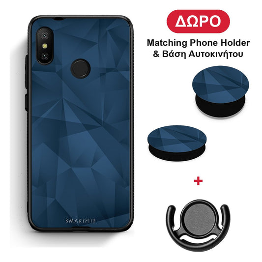 Geometric Blue Abstract - Xiaomi Mi A2 Lite θήκη + Δώρο Phone Holder & Βάση Αυτοκινήτου