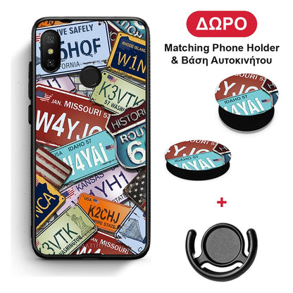 Car Plates - Xiaomi Mi A2 Lite θήκη + Δώρο Phone Holder & Βάση Αυτοκινήτου