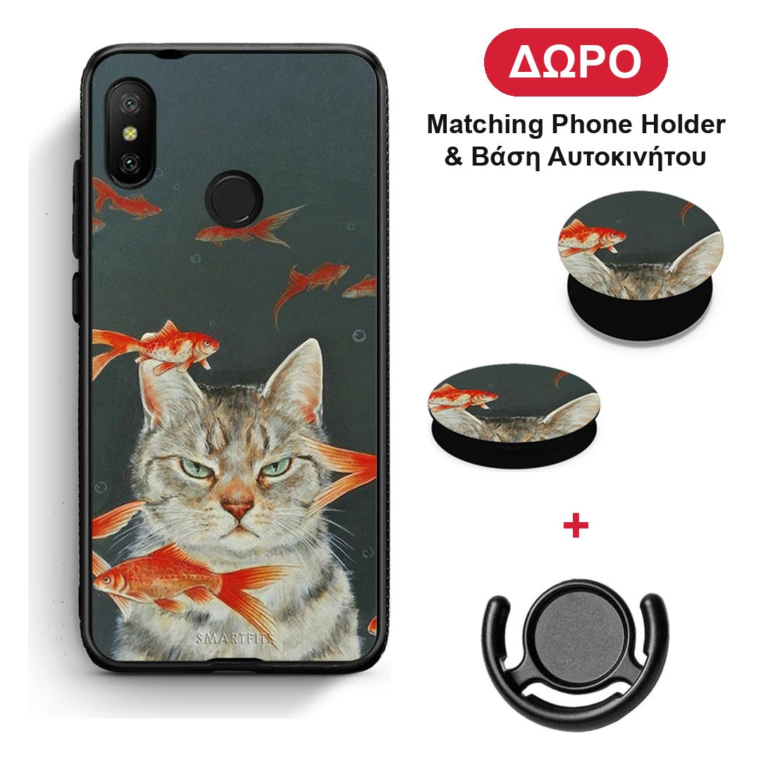 Cat Goldfish - Xiaomi Mi A2 Lite θήκη + Δώρο Phone Holder & Βάση Αυτοκινήτου