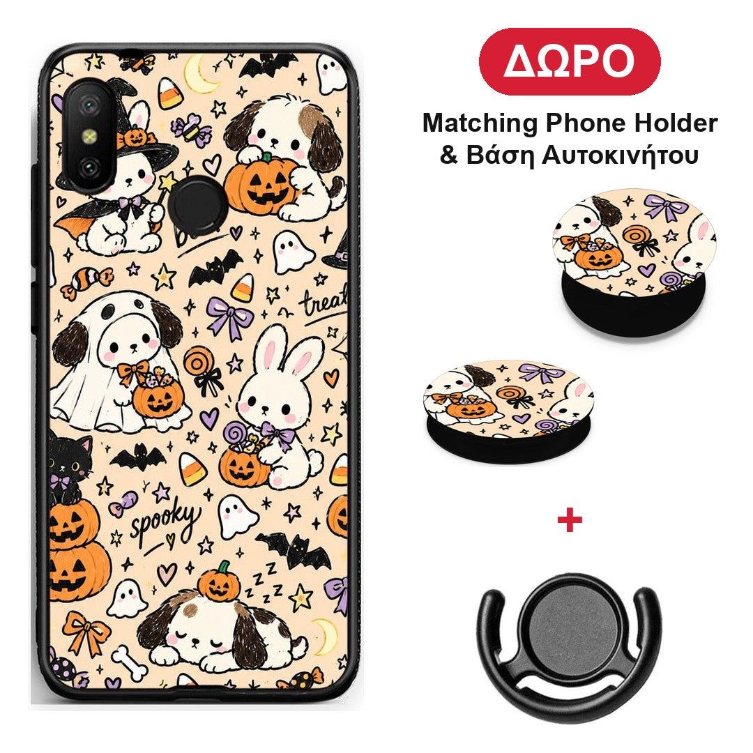 Halloween Puppies and Friends on Cream - Xiaomi Mi A2 Lite θήκη + Δώρο Phone Holder & Βάση Αυτοκινήτου