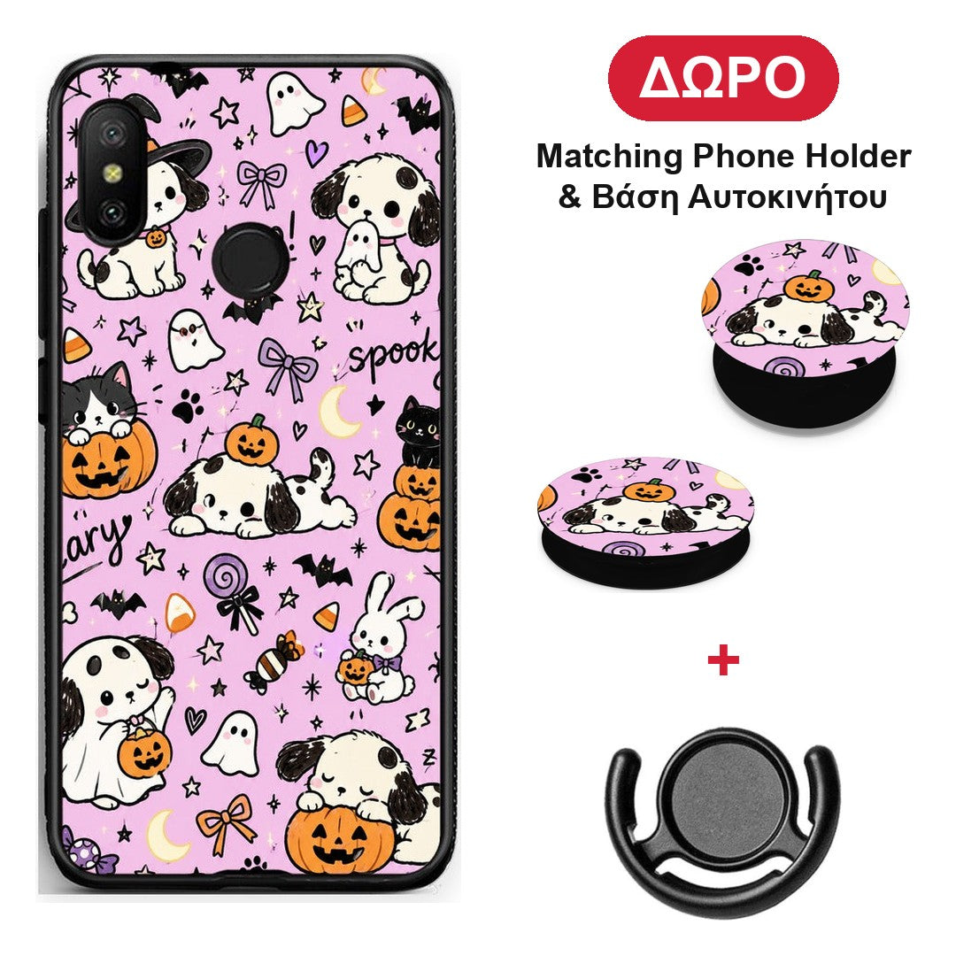 Halloween Puppies and Friends on Lilac - Xiaomi Mi A2 Lite θήκη + Δώρο Phone Holder & Βάση Αυτοκινήτου