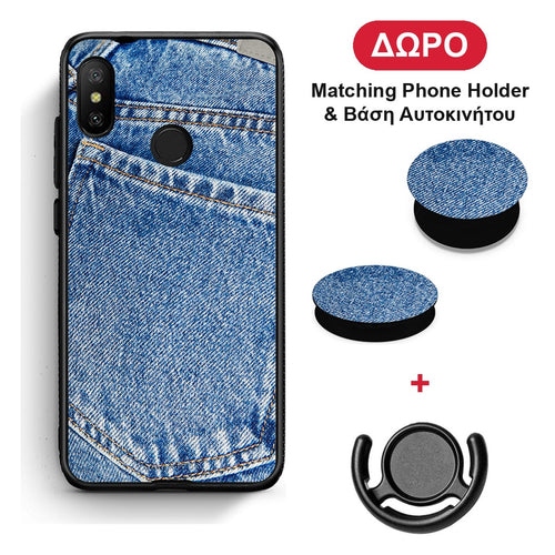 Jeans Pocket - Xiaomi Mi A2 Lite θήκη + Δώρο Phone Holder & Βάση Αυτοκινήτου