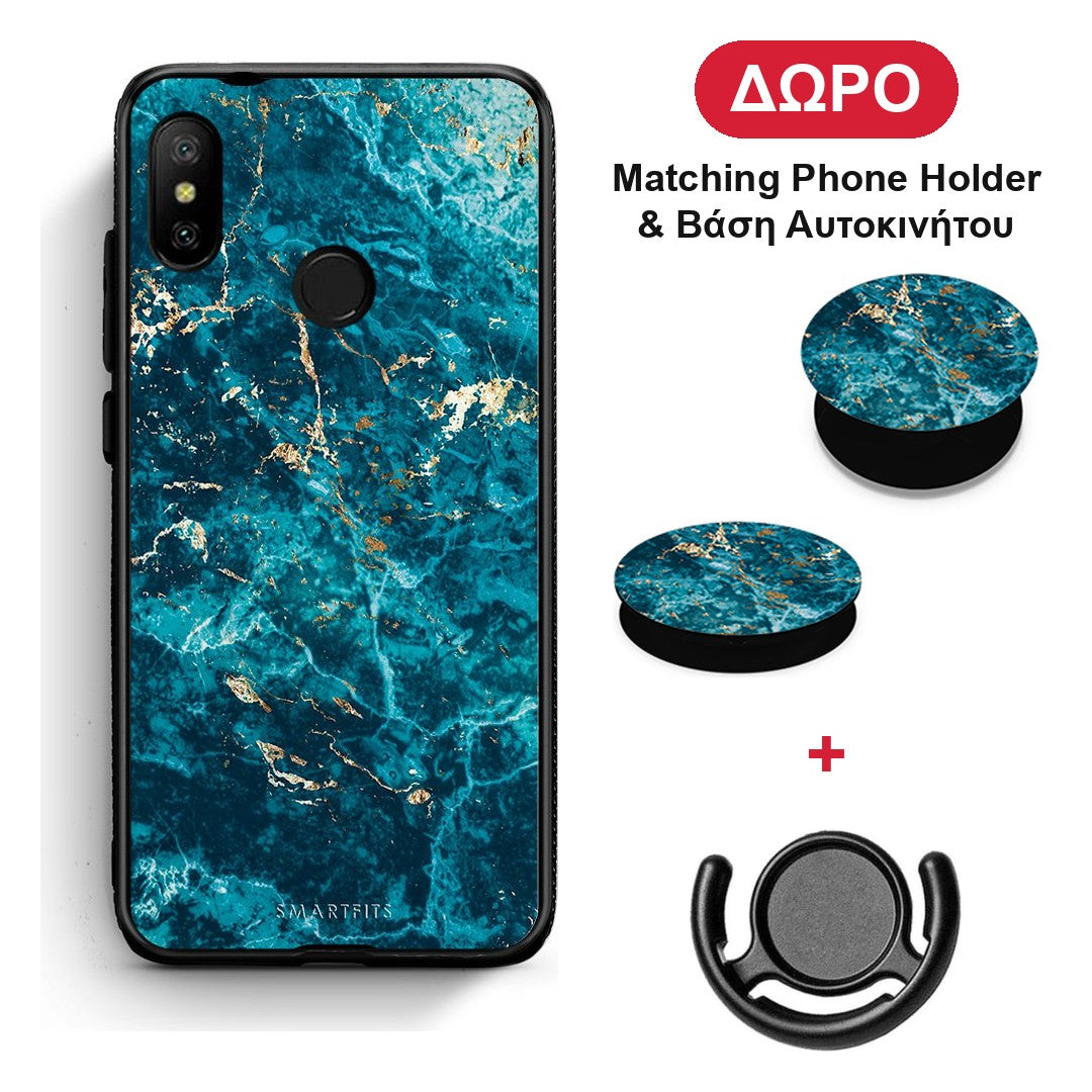 Marble Blue - Xiaomi Mi A2 Lite θήκη + Δώρο Phone Holder & Βάση Αυτοκινήτου