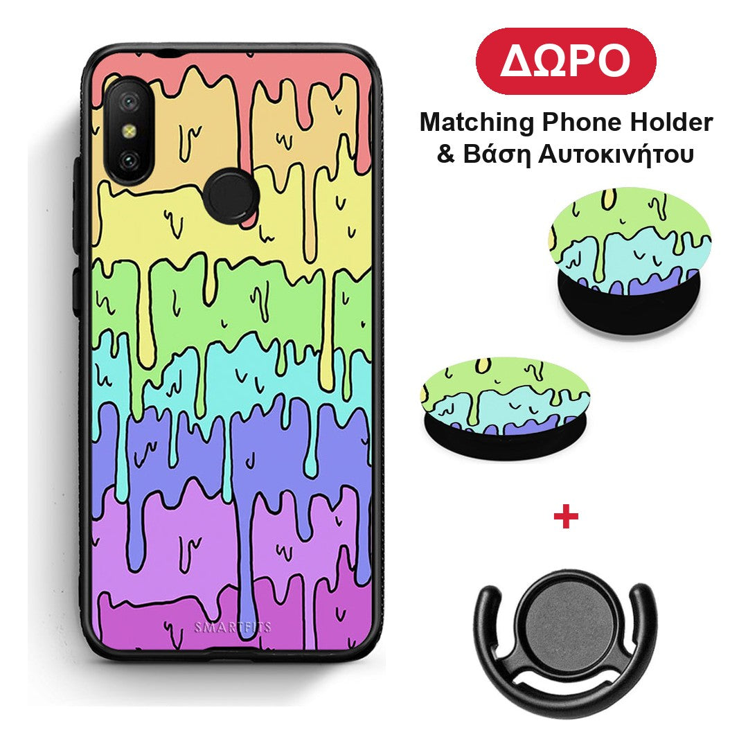 Melting Rainbow - Xiaomi Mi A2 Lite θήκη + Δώρο Phone Holder & Βάση Αυτοκινήτου