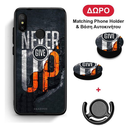 Never Give Up - Xiaomi Mi A2 Lite θήκη + Δώρο Phone Holder & Βάση Αυτοκινήτου