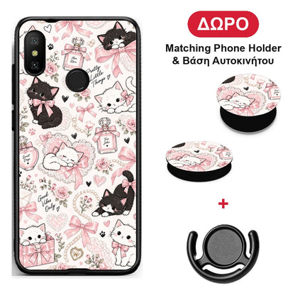 Pink Bows and Kittens Collage - Xiaomi Mi A2 Lite θήκη + Δώρο Phone Holder & Βάση Αυτοκινήτου