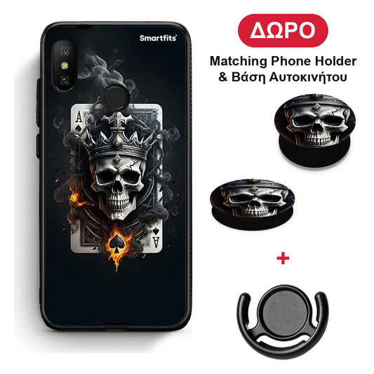 Skull King Ace - Xiaomi Mi A2 Lite θήκη + Δώρο Phone Holder & Βάση Αυτοκινήτου