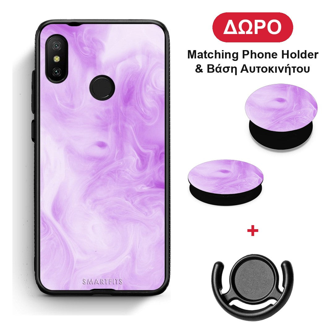 Watercolor Lavender - Xiaomi Mi A2 Lite θήκη + Δώρο Phone Holder & Βάση Αυτοκινήτου