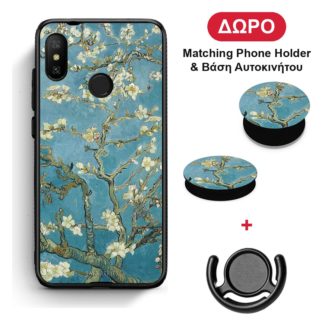 White Blossoms - Xiaomi Mi A2 Lite θήκη + Δώρο Phone Holder & Βάση Αυτοκινήτου