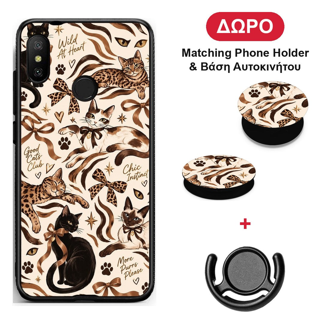 Wild Cats and Animal Print Collage - Xiaomi Mi A2 Lite θήκη + Δώρο Phone Holder & Βάση Αυτοκινήτου