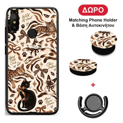 Wild Cats and Animal Print Collage - Xiaomi Mi A2 Lite θήκη + Δώρο Phone Holder & Βάση Αυτοκινήτου