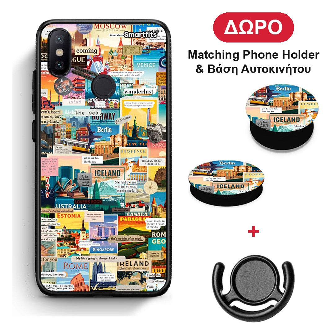 Live To Travel - Xiaomi Mi A2 θήκη + Δώρο Phone Holder & Βάση Αυτοκινήτου