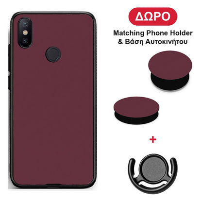 Muted Burgundy - Xiaomi Mi A2 θήκη + Δώρο Phone Holder & Βάση Αυτοκινήτου