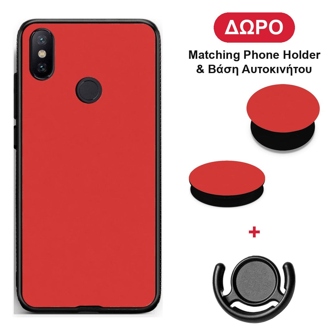 Poppy Red - Xiaomi Mi A2 θήκη + Δώρο Phone Holder & Βάση Αυτοκινήτου