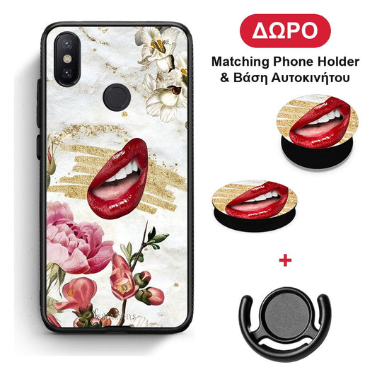 Red Lips - Xiaomi Mi A2 θήκη + Δώρο Phone Holder & Βάση Αυτοκινήτου