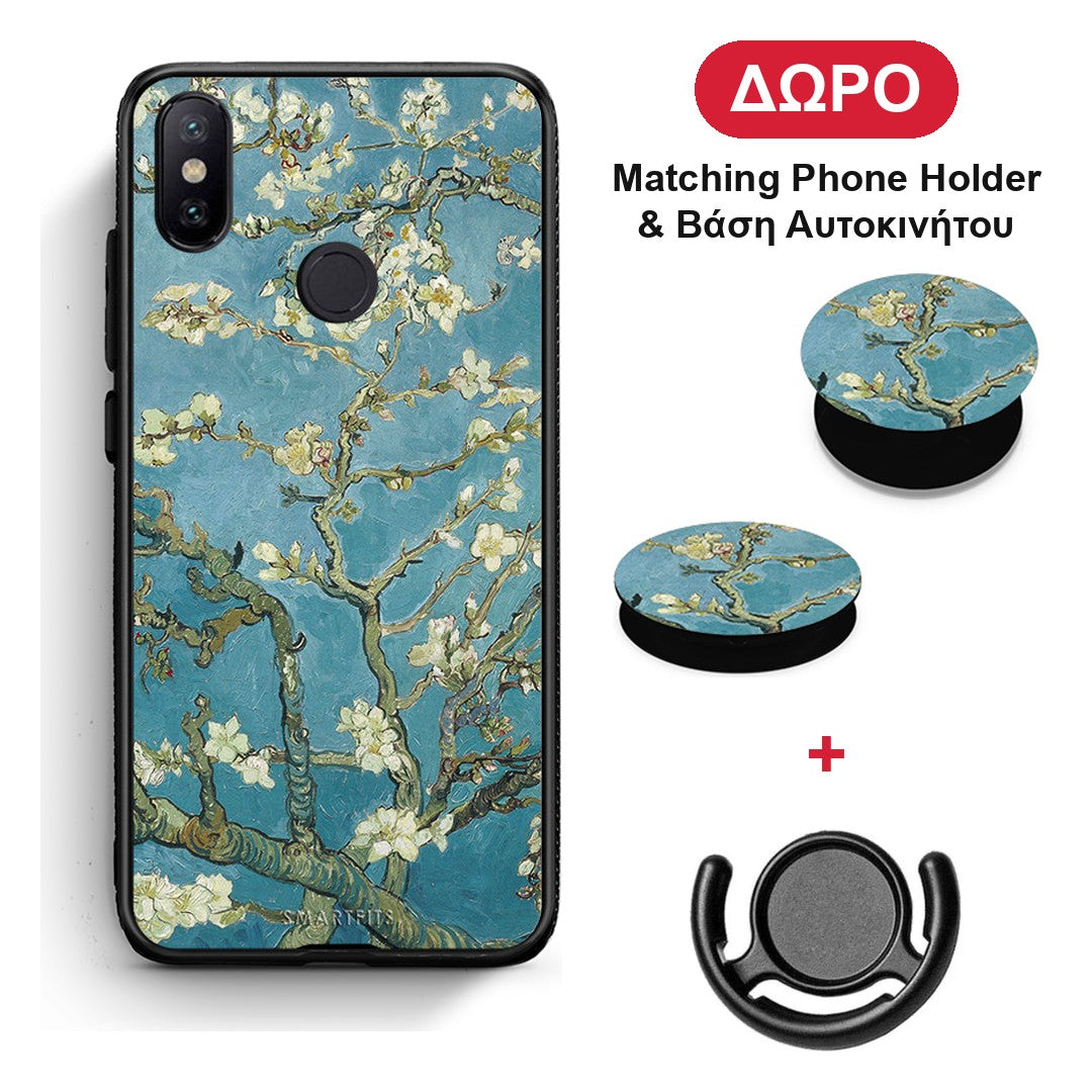 White Blossoms - Xiaomi Mi A2 θήκη + Δώρο Phone Holder & Βάση Αυτοκινήτου