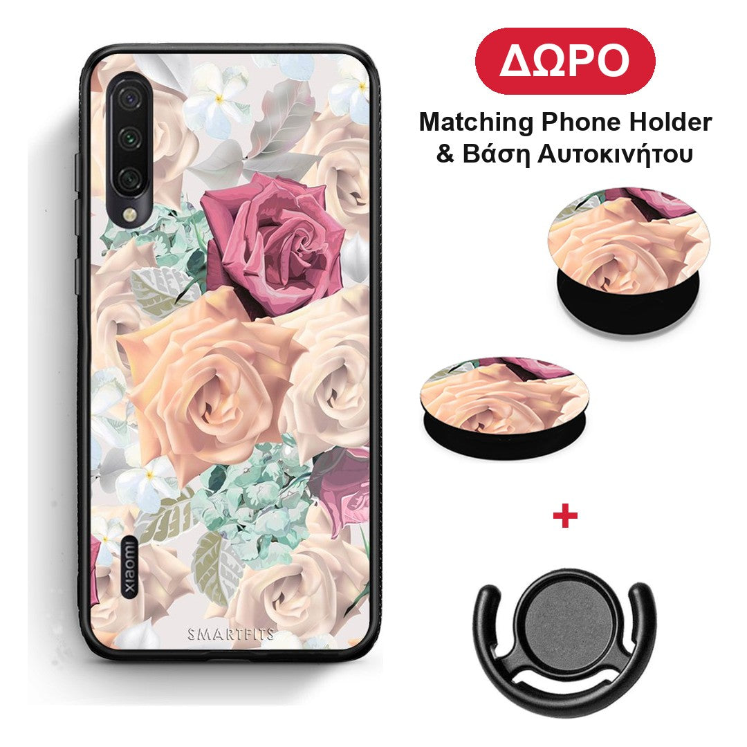 Floral Bouquet - Xiaomi Mi A3 θήκη + Δώρο Phone Holder & Βάση Αυτοκινήτου
