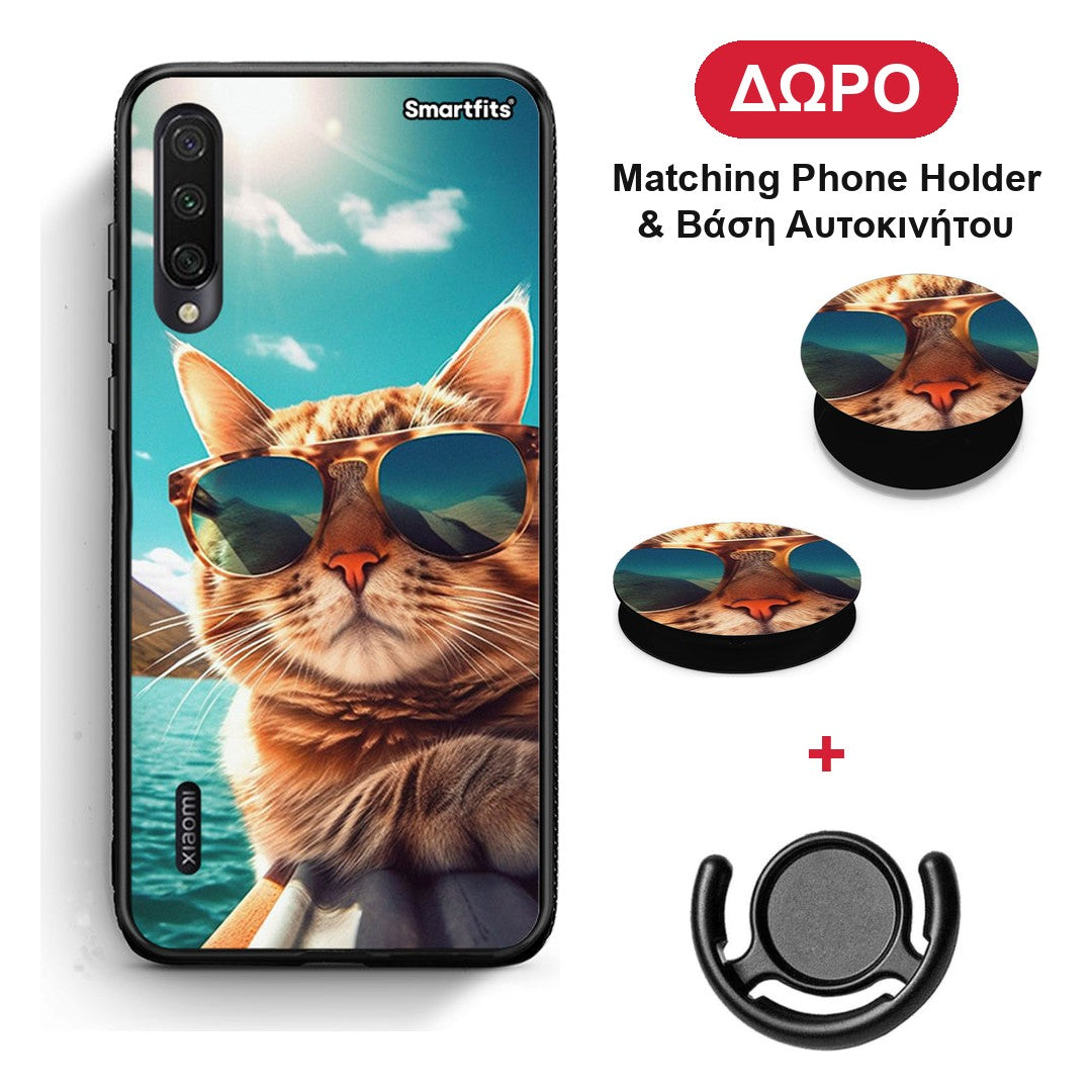 Summer Cat - Xiaomi Mi A3 θήκη + Δώρο Phone Holder & Βάση Αυτοκινήτου