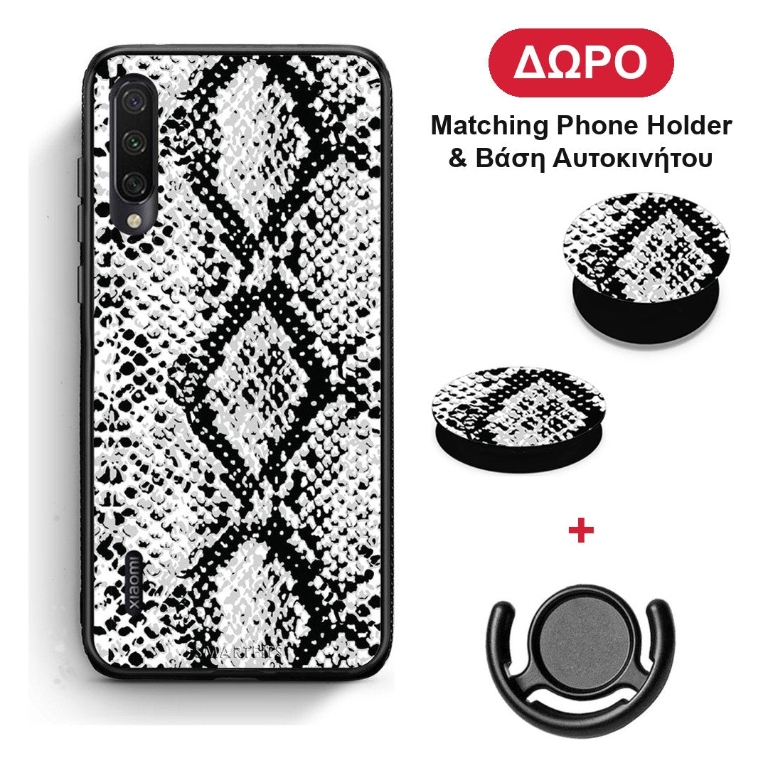 Animal White Snake - Xiaomi Mi A3 θήκη + Δώρο Phone Holder & Βάση Αυτοκινήτου