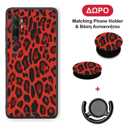 Animal Red Leopard - Xiaomi Mi Note 10 / 10 Pro θήκη + Δώρο Phone Holder & Βάση Αυτοκινήτου