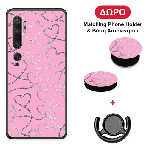 Barbed Wire Hearts on Pink - Xiaomi Mi Note 10 / 10 Pro θήκη + Δώρο Phone Holder & Βάση Αυτοκινήτου