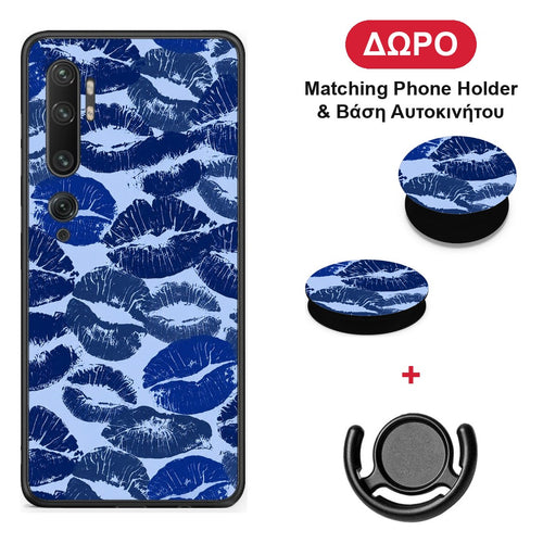 Blue Lipstick Kisses - Xiaomi Mi Note 10 / 10 Pro θήκη + Δώρο Phone Holder & Βάση Αυτοκινήτου