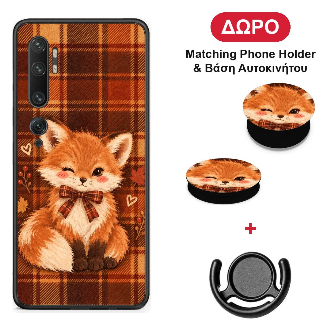 Fox on Autumn Tartan - Xiaomi Mi Note 10 / 10 Pro θήκη + Δώρο Phone Holder & Βάση Αυτοκινήτου