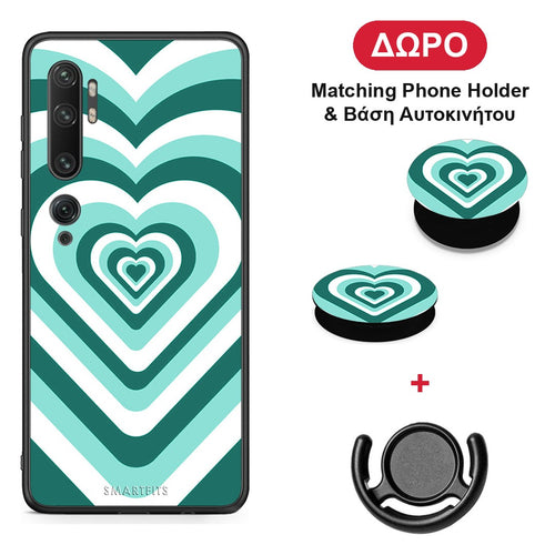 Green Hearts - Xiaomi Mi Note 10 / 10 Pro θήκη + Δώρο Phone Holder & Βάση Αυτοκινήτου