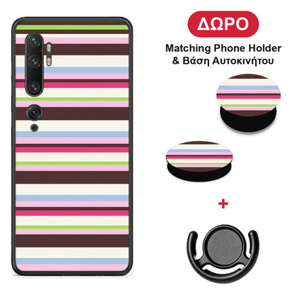 Multicolour Horizontal Stripes - Xiaomi Mi Note 10 / 10 Pro θήκη + Δώρο Phone Holder & Βάση Αυτοκινήτου