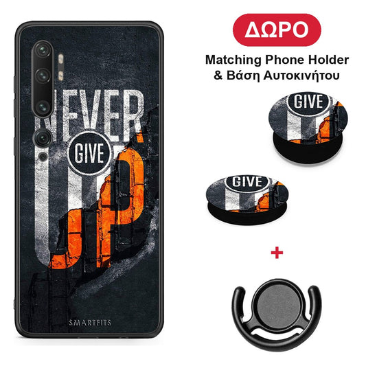 Never Give Up - Xiaomi Mi Note 10 / 10 Pro θήκη + Δώρο Phone Holder & Βάση Αυτοκινήτου