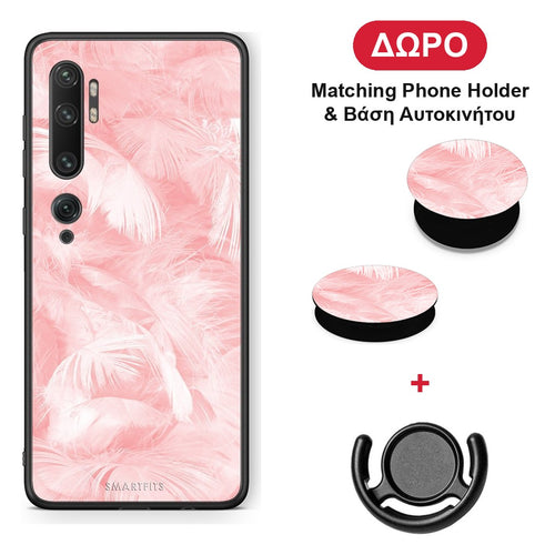 Boho Pink Feather - Xiaomi Mi Note 10 / 10 Pro θήκη + Δώρο Phone Holder & Βάση Αυτοκινήτου