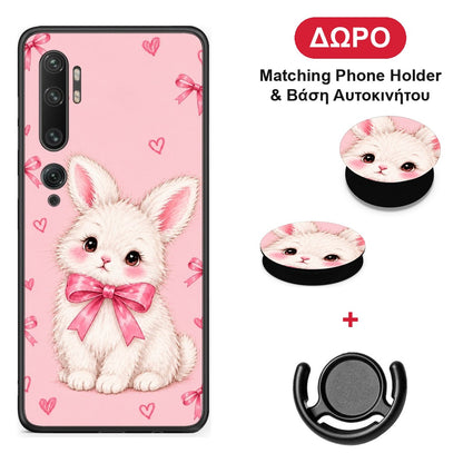 White Bunny and Pink Bows - Xiaomi Mi Note 10 / 10 Pro θήκη + Δώρο Phone Holder & Βάση Αυτοκινήτου