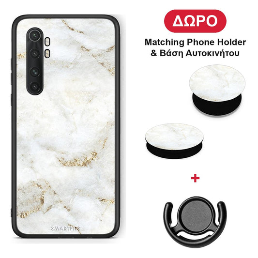 White Gold Marble - Xiaomi Mi Note 10 / 10 Pro θήκη + Δώρο Phone Holder & Βάση Αυτοκινήτου